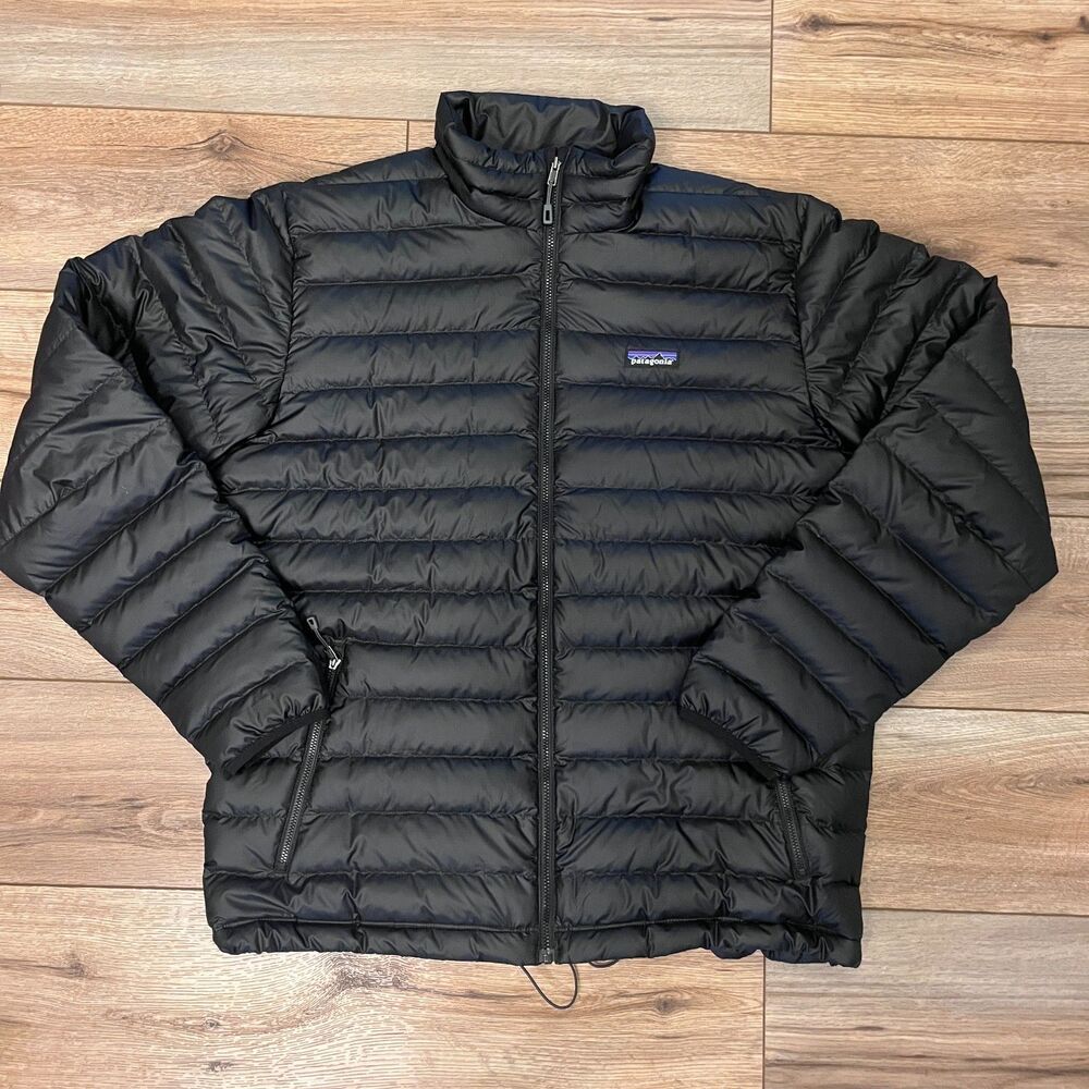 Patagonia Goose Down Sweater Jacket Full Zip Black Puffer Winter Coat Men's XL